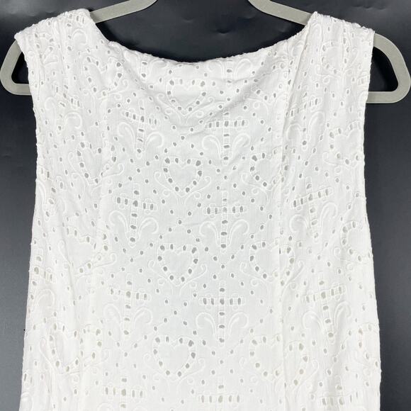 LPA Gabriella Eyelet Maxi Dress Ivory White V-Neck Side Slits Sleeveless Sz M - Picture 13 of 13